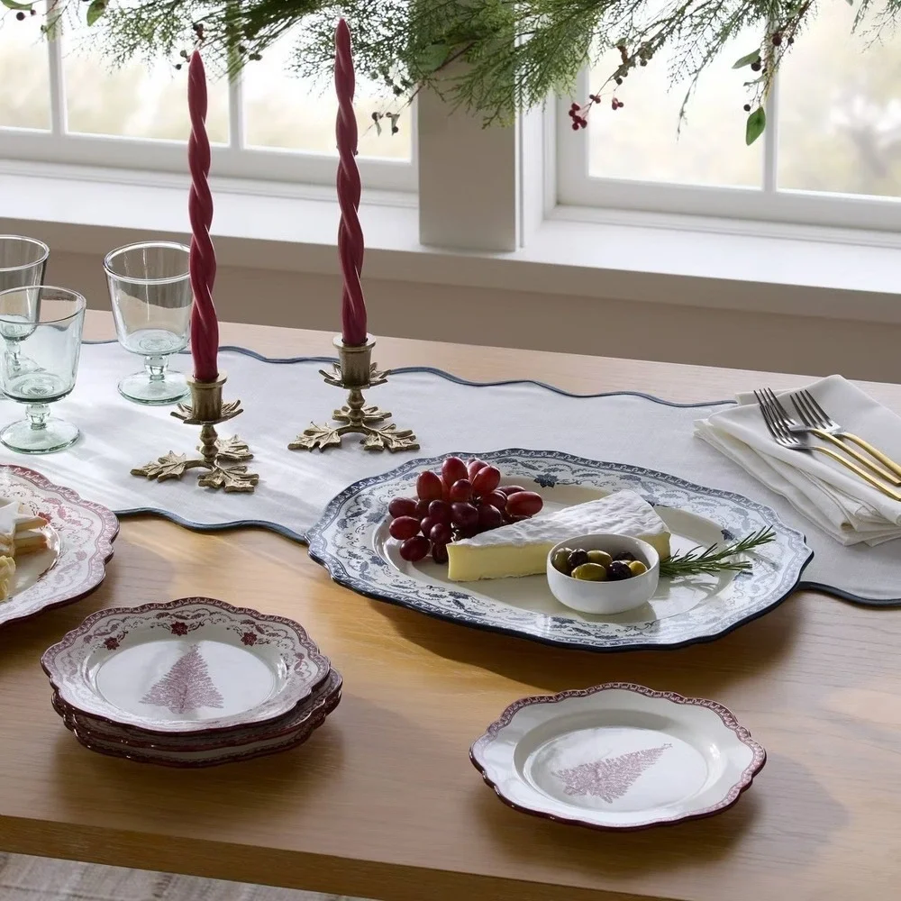 Christmas Stoneware Serve Platter Blue Pattern‎ - Threshold Studio McGee, Target